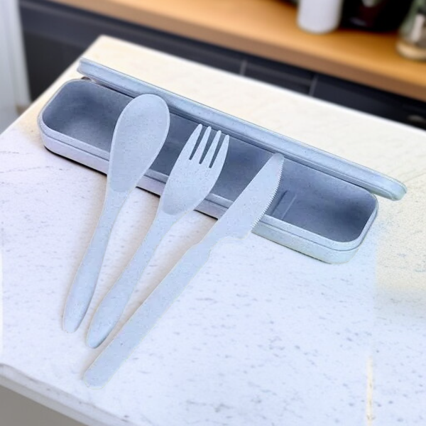  مجموعة أدوات مائدة بلاستيكية للطلاب من ثلاث قطع، على الطراز الياباني والغربي