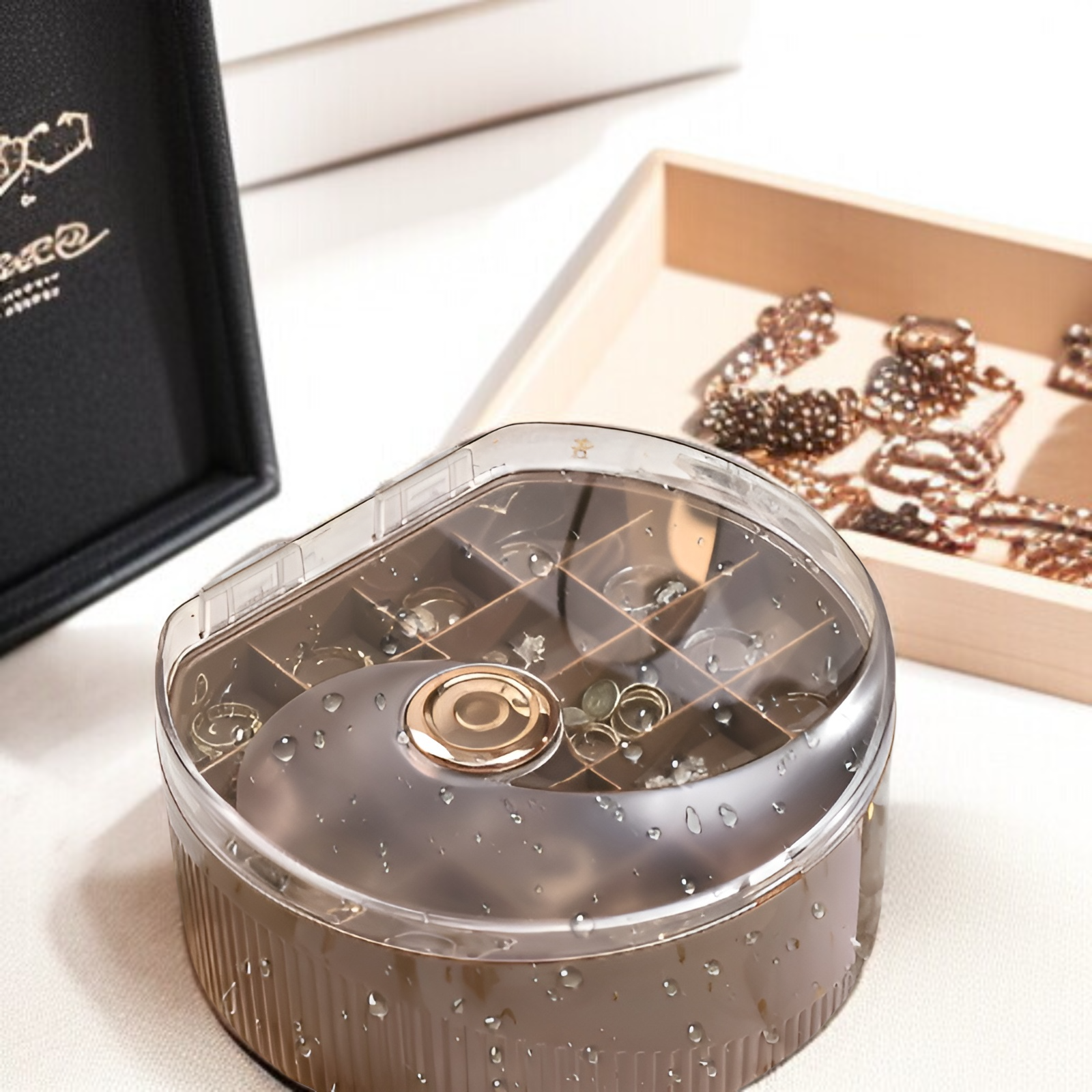 シンプルなジュエリー収納ボックス 軽量 高級 高級 イヤリング イヤリング ネックレス 便利な二層ジュエリーボックス
