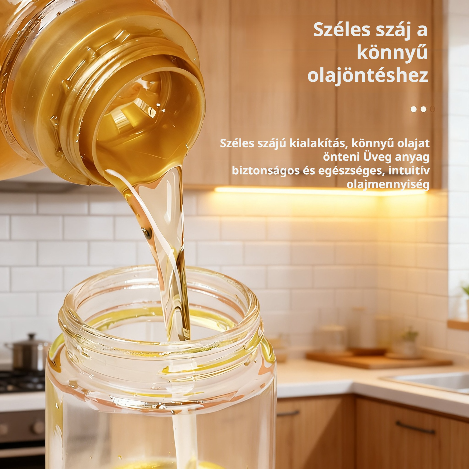 Olajecset és adagoló praktikus konyhai használatra