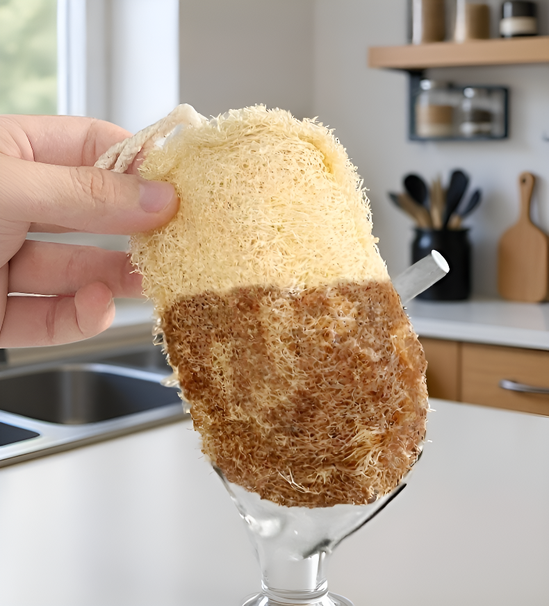 洗濯しても繰り返し使えるヘチマ布巾