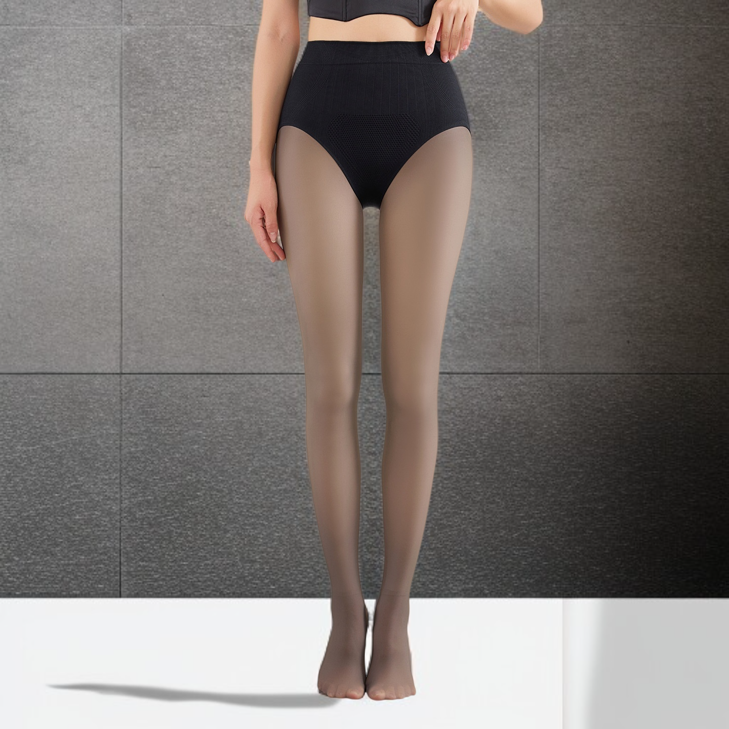 여성용 다리 노출 양말, 따뜻한 벨벳, 검정색, 크고 반투명한 발