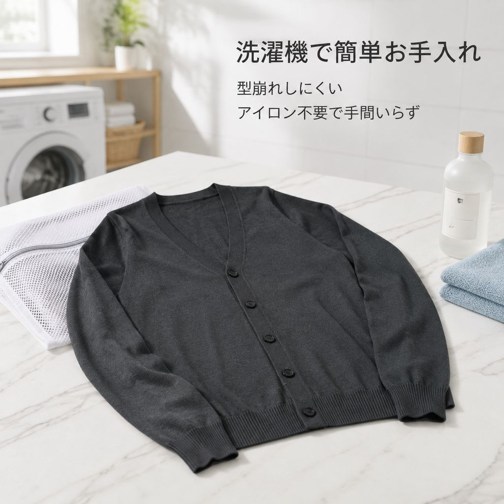 お手入れ簡単な薄手ニットカーディガン