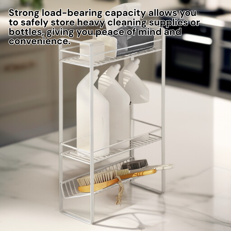 Metal 3-Tier Bathroom Storage Shelf Cleaning Supplies Organizer