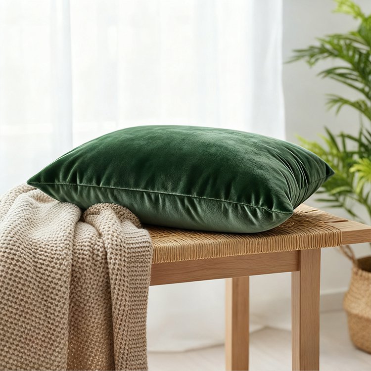 Zelený sametový polštář