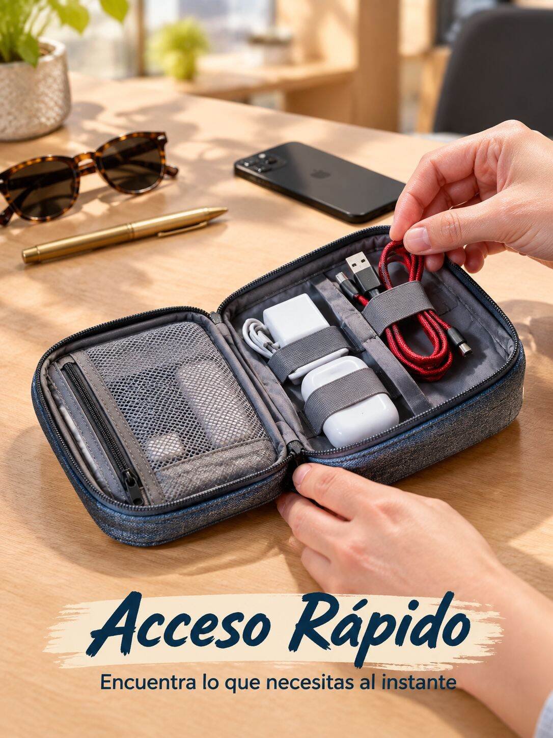 Bolsa organizadora multifuncional de tela Oxford para accesorios digitales