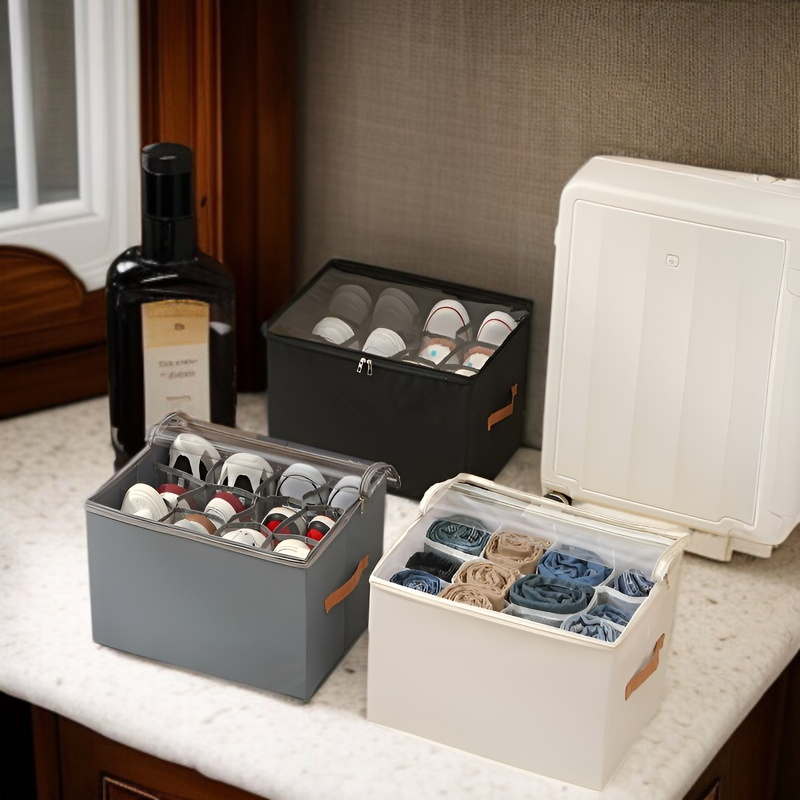 뚜껑 달린 비주얼 신발 케이스 다용도 체크 의류 수납 케이스 접이식 뚜껑 달린 비주얼 신발 케이스 신발 수납 케이스