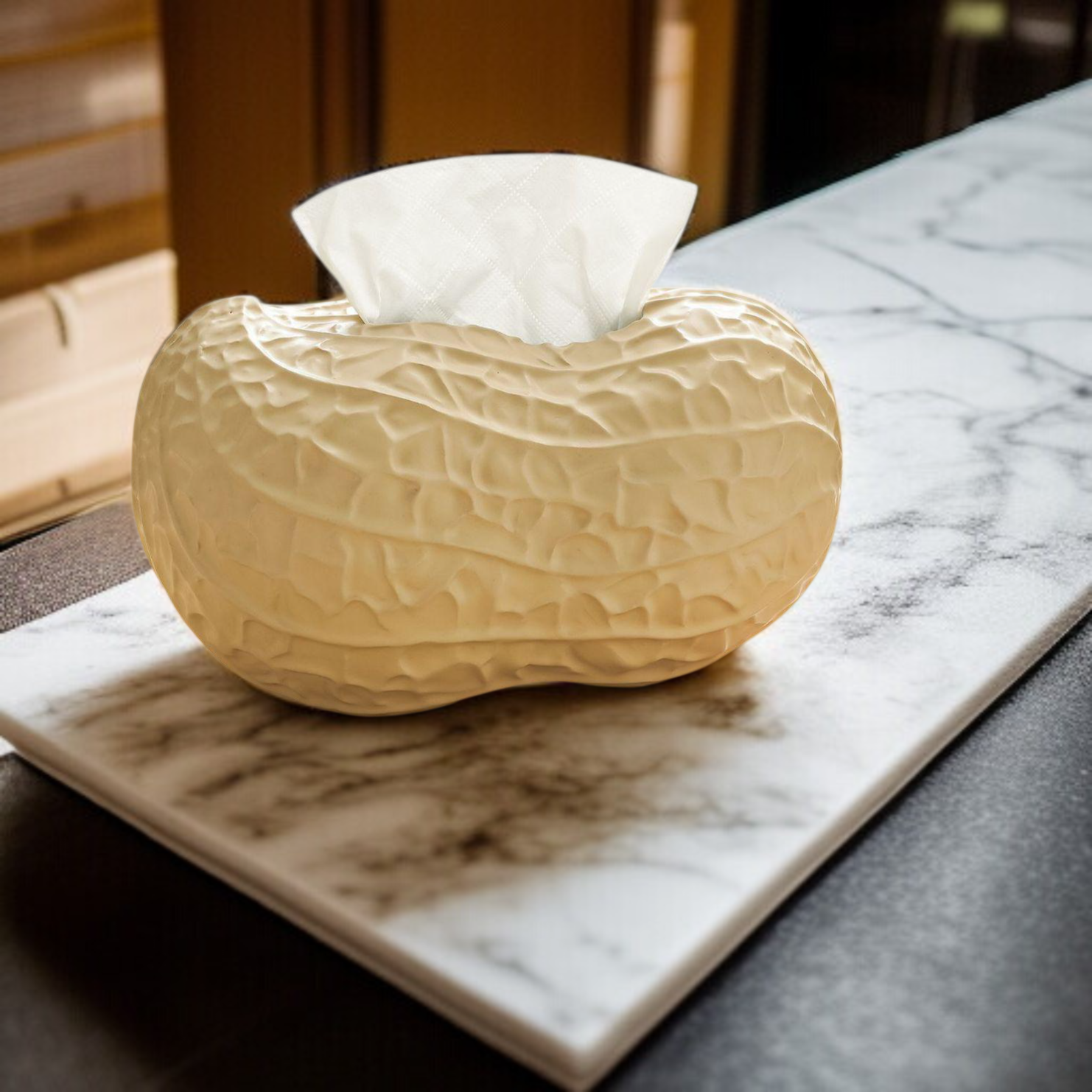 High-End Light Luxury Peanut Shaped Ceramic Tissue Box