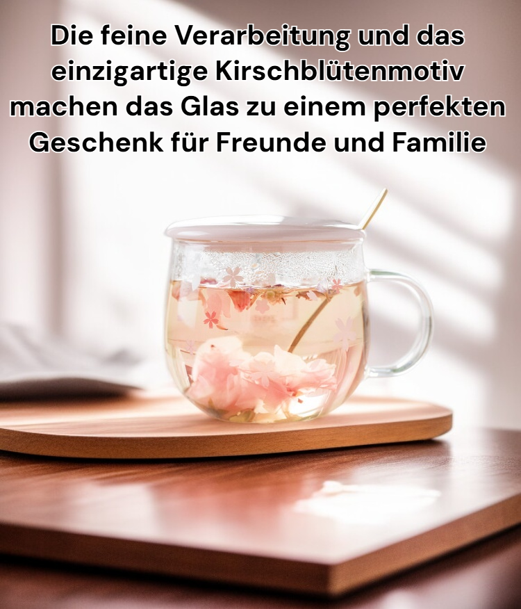 Transparentes Kirschblütenglas mit zarten Blütenmustern