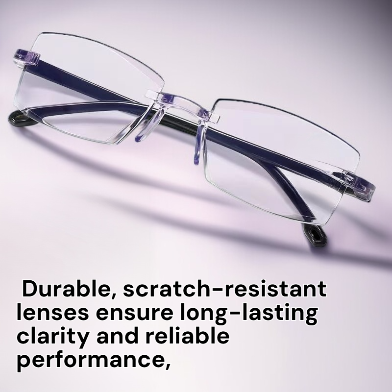 Auto-Zoom Rimless Presbyopia Glasses with Anti-Blue Light Technology