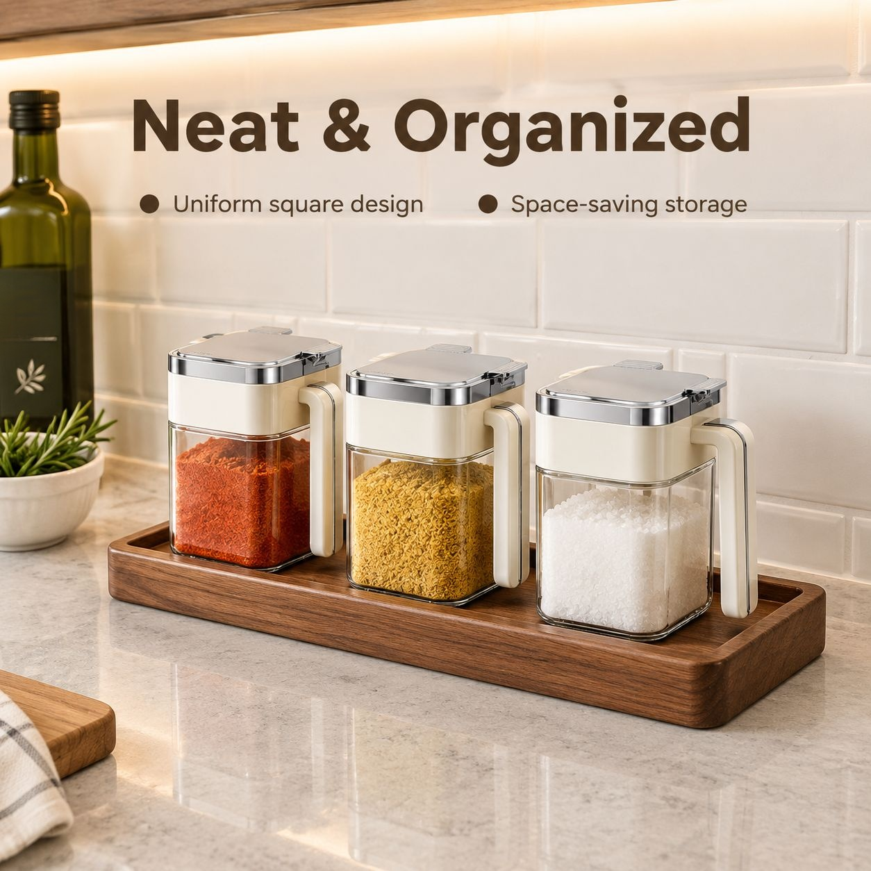 Airtight Moisture-Proof Glass Seasoning Jar and Salt Box for Kitchen Condiments