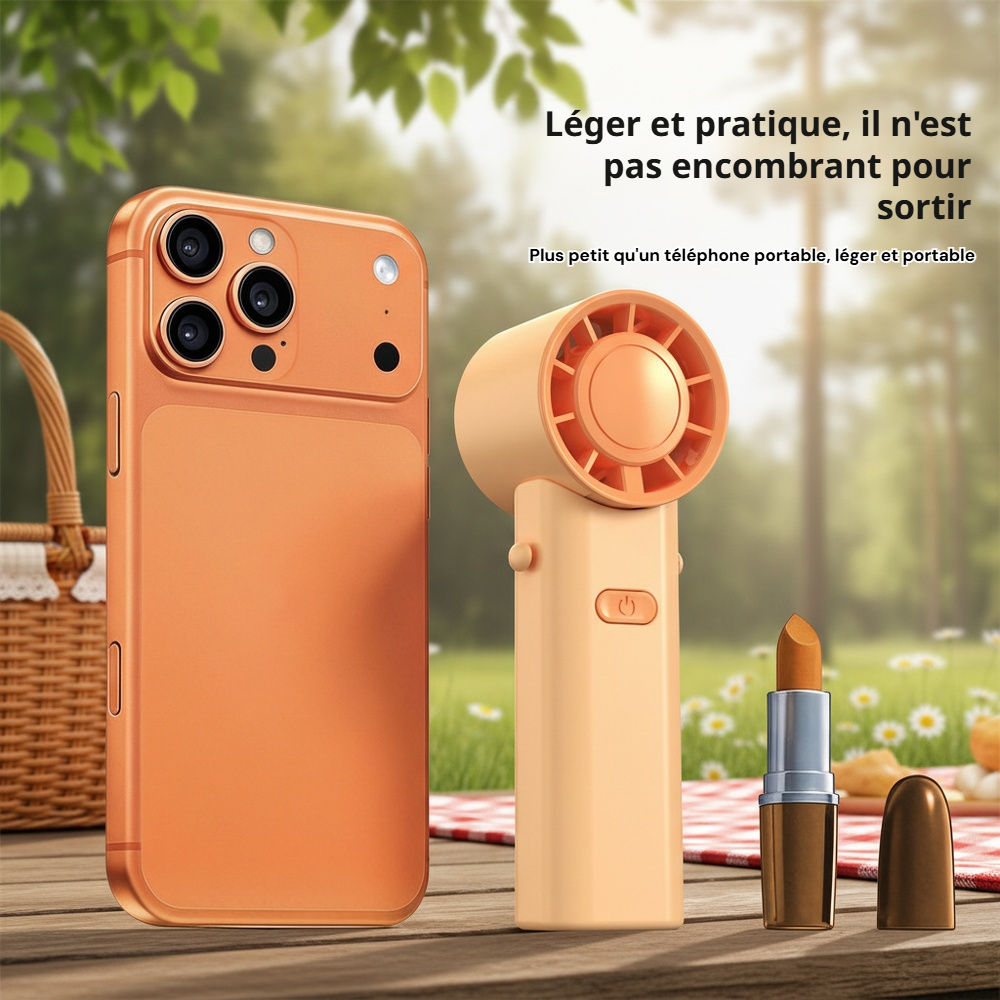 Ventilateur portable pliable à main, USB, à turbine, à accrocher au cou, pour bureau