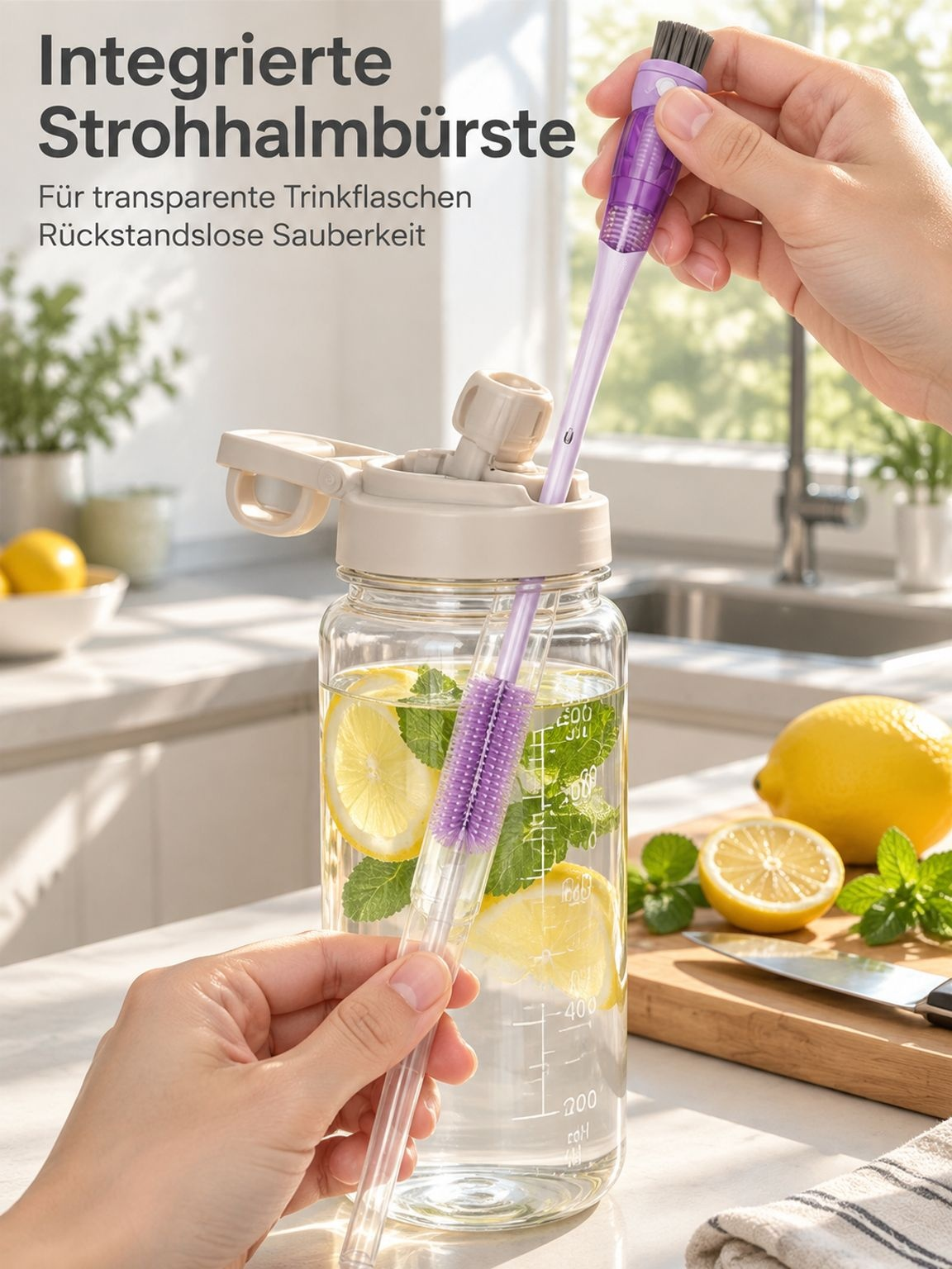 Flexibler Bürstenkopf für schwer erreichbare Stellen