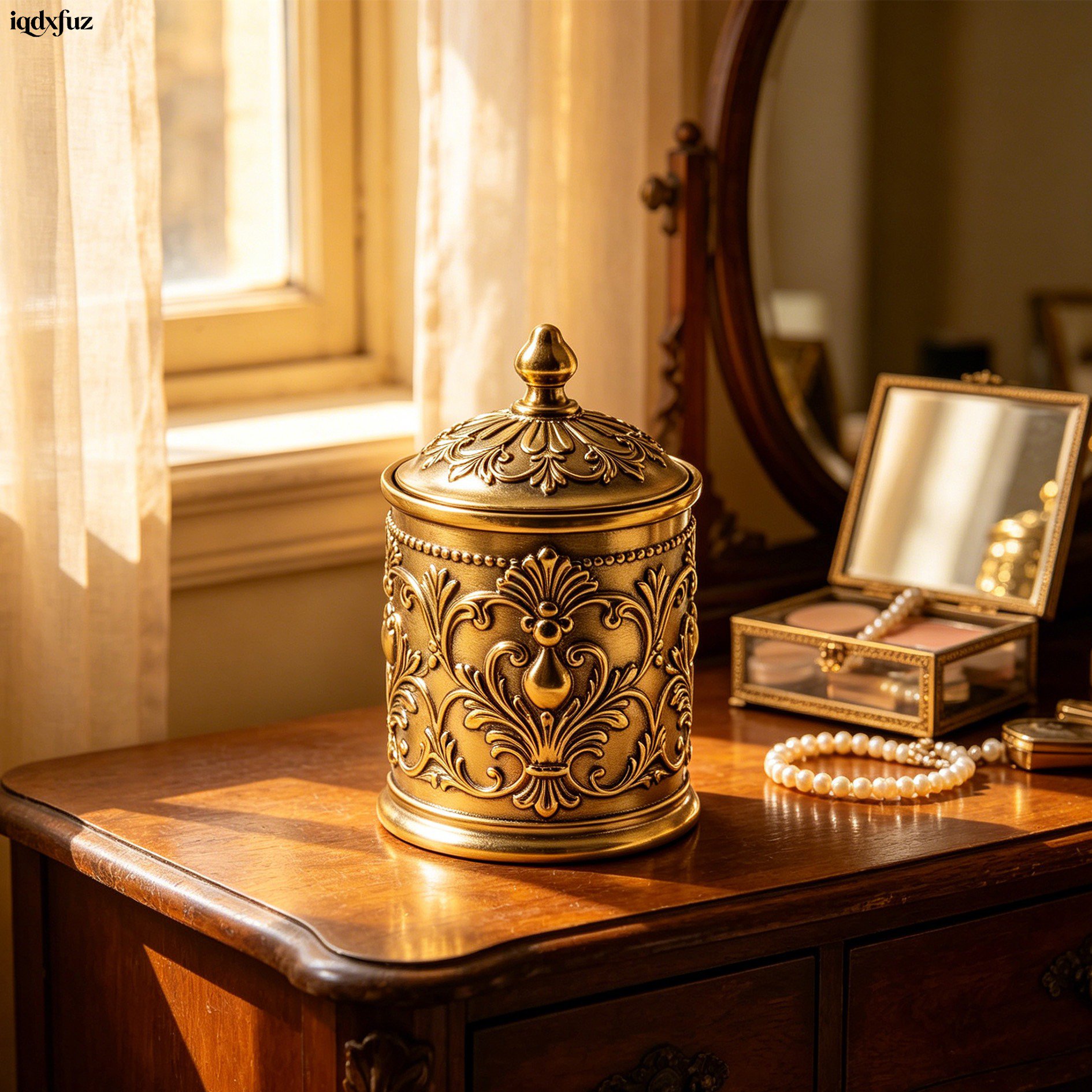 Embossed gold storage jars (3 pieces)