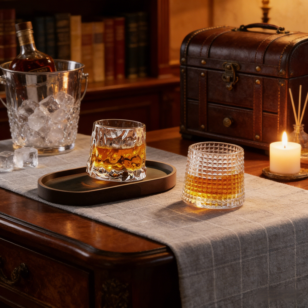 Drehendes Whiskyglas