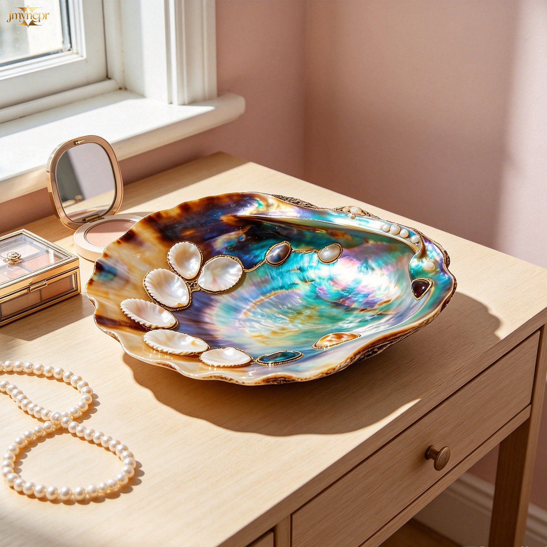 Natural Shell Inlay Decorative Plates (Set of 2)