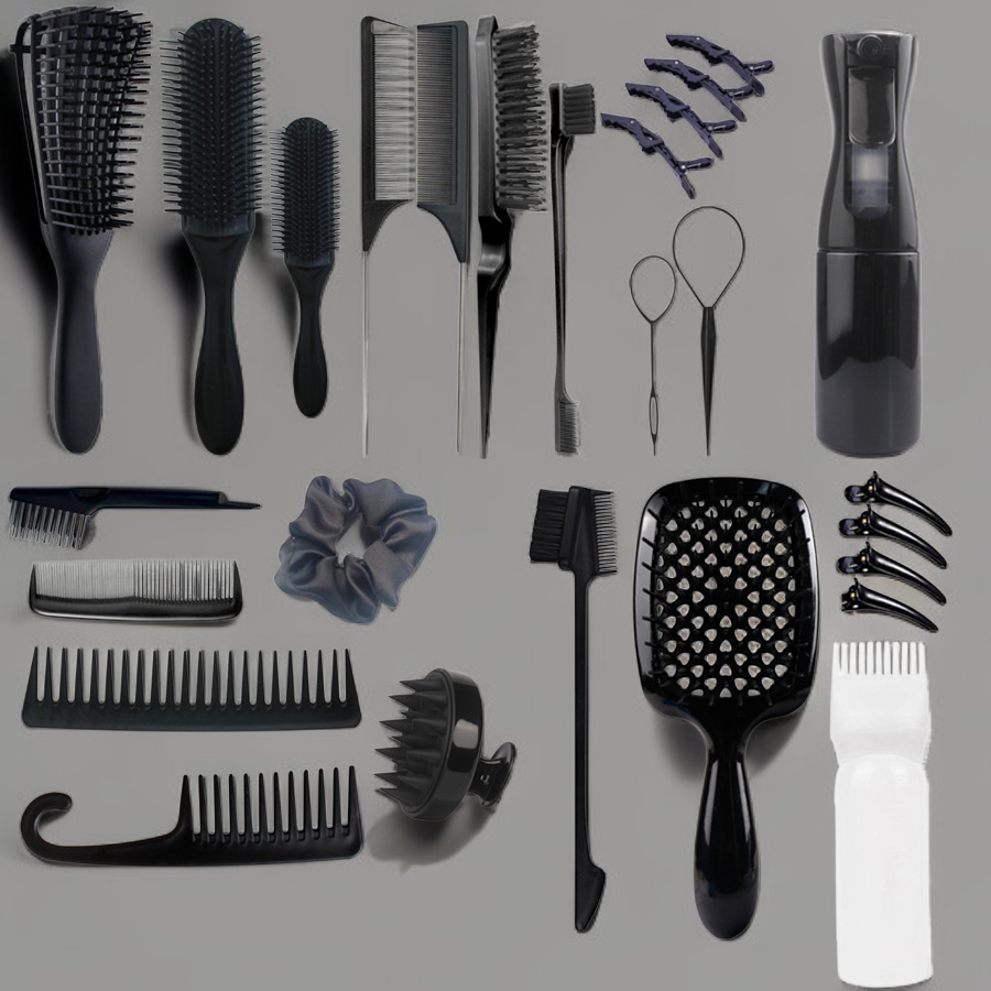 두피 마사지 홀로 빗 스타일링 헤어 세트 전체 구성
