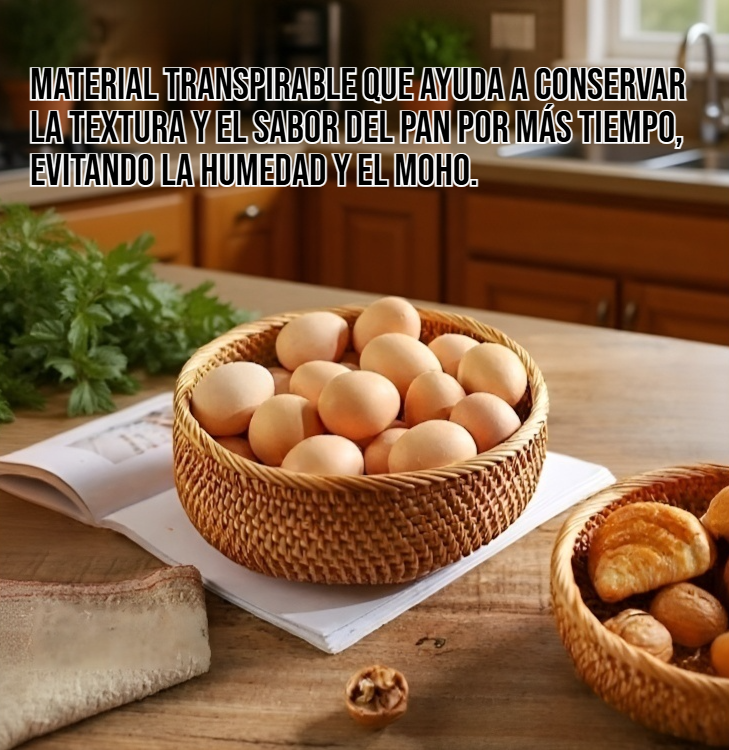 Cesta de pan redonda de ratán para cocina