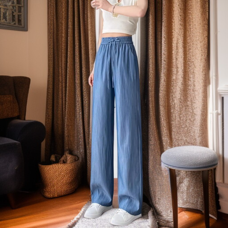 レディース テンセル コットンリネン ルーズストレートレッグパンツ