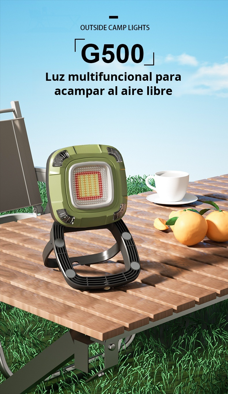 Lámpara multifuncional portátil ideal para exteriores