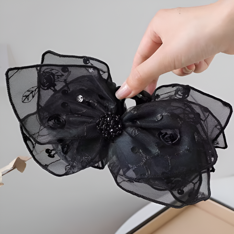 Double-Sided Rose-Embroidered Hair Clip