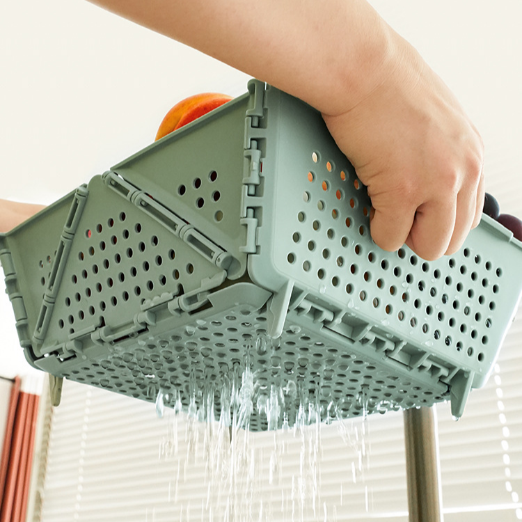 Faltbarer und tragbarer Abtropf- und Aufbewahrungskorb für den Haushalt