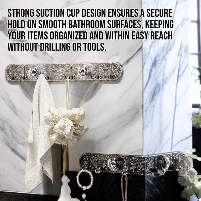 Bathroom suction cup corner row hook