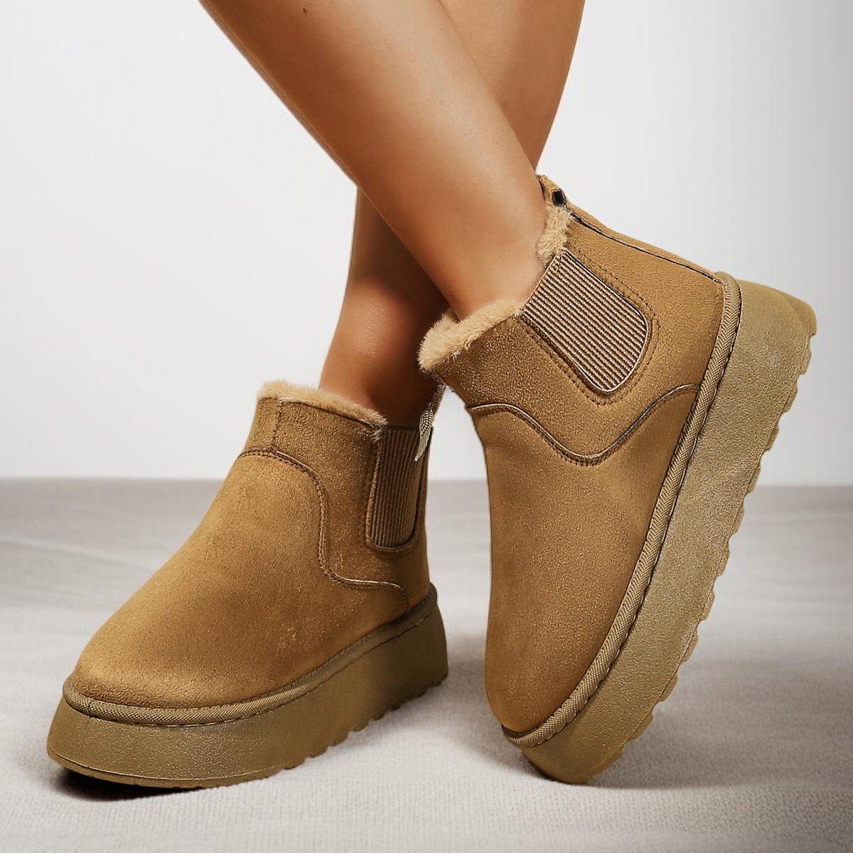 여성용 두꺼운 스노우부츠