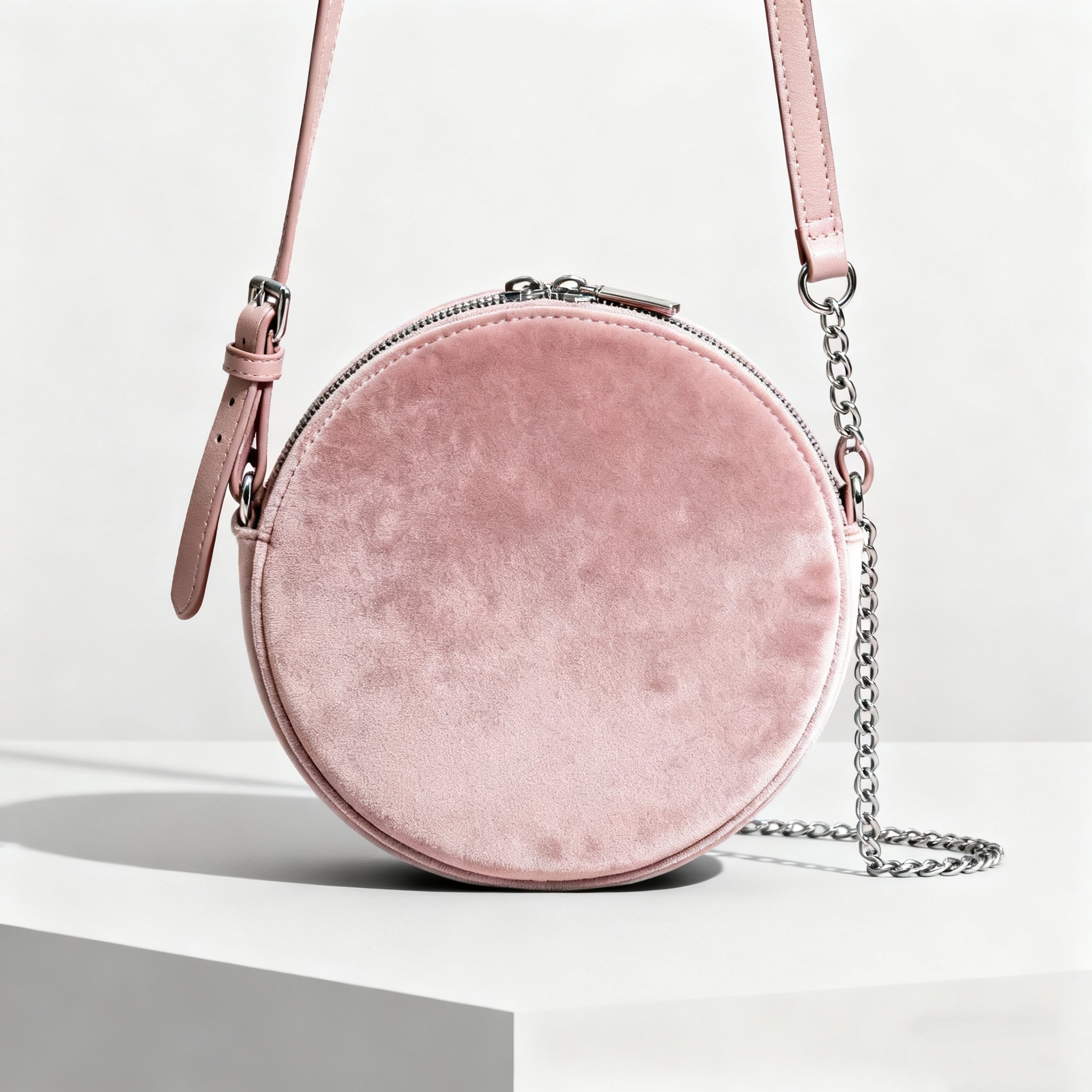 กระเป๋าถือผ้ากำมะหยี่สีชมพูดีไซน์หรู