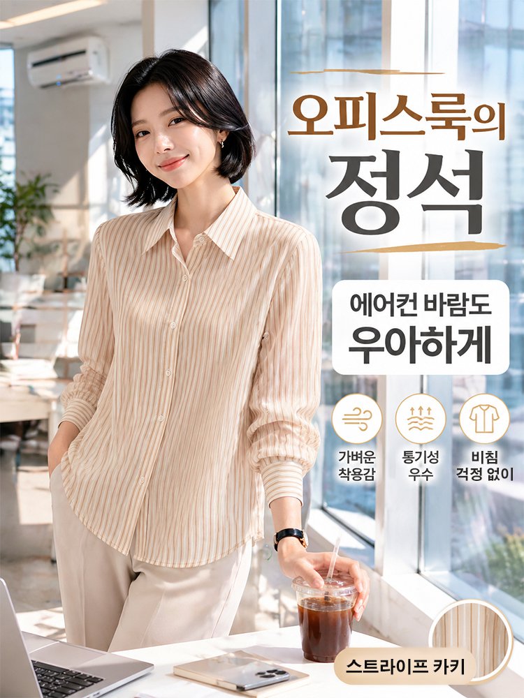 여성용 UV차단 쿨링 스트라이프 셔츠