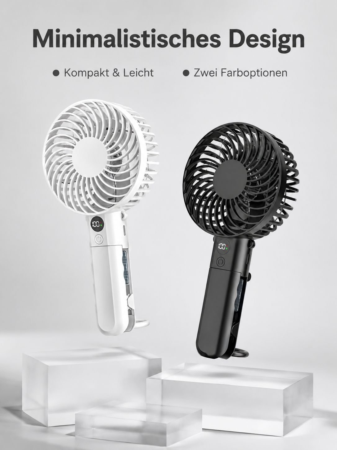 Tragbarer intelligenter Mini-Nackenventilator mit digitaler Anzeige
