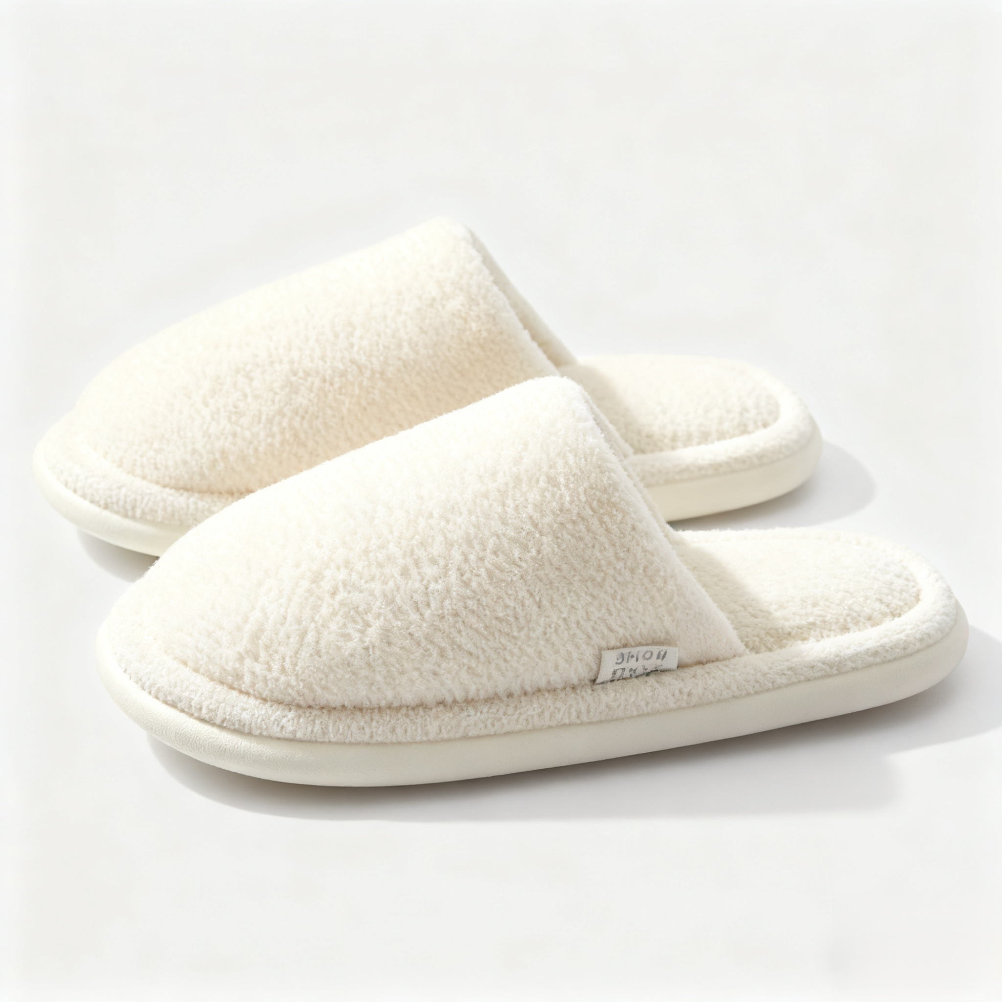 포근한 화이트 플러피 슬리퍼