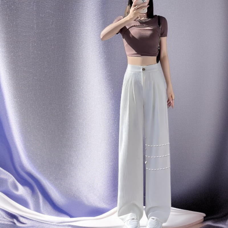 여름 아이스 드롭 와이드 팬츠 여 하이웨스트 일자 정장 팬츠 아이스 와이드 팬츠