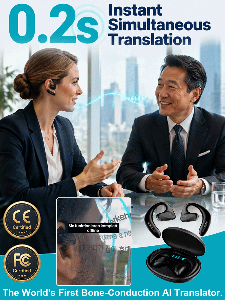 【Simultaneous Interpretation, Forever Free】Bone Conduction AI Translation Earphones