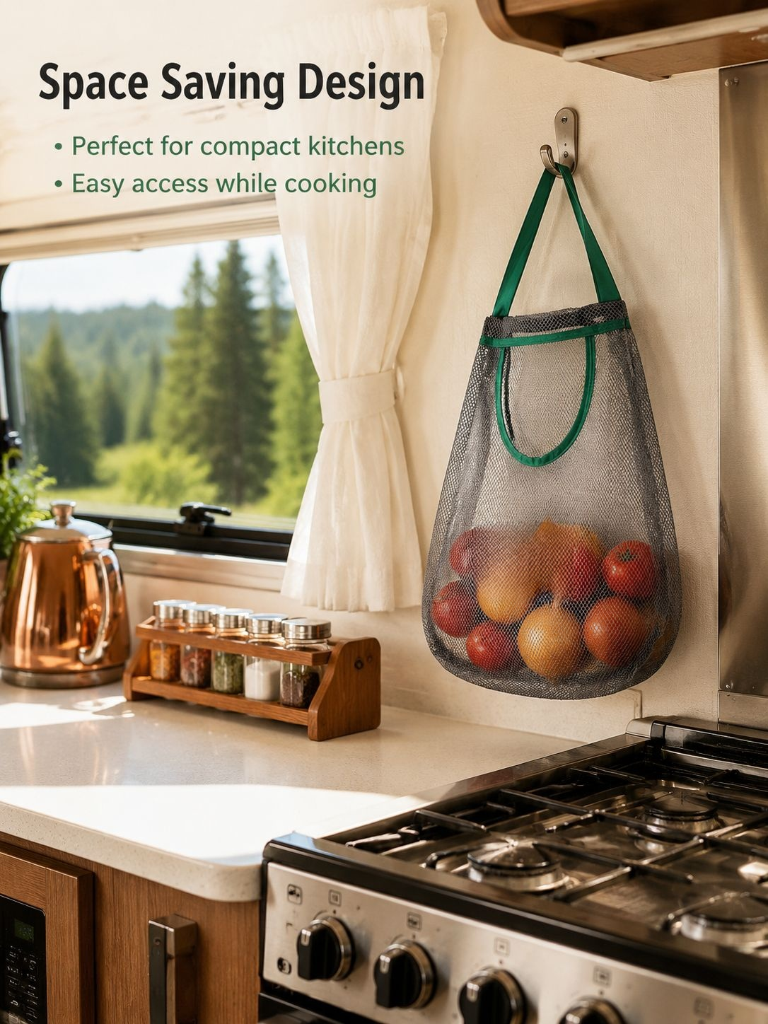 Wall-mounted Garlic & Ginger Organizer Bag, Kitchen Storage Mesh Sack