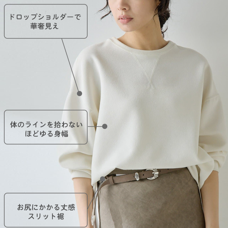 ベーシックシンプル長袖スウェット（レディース）