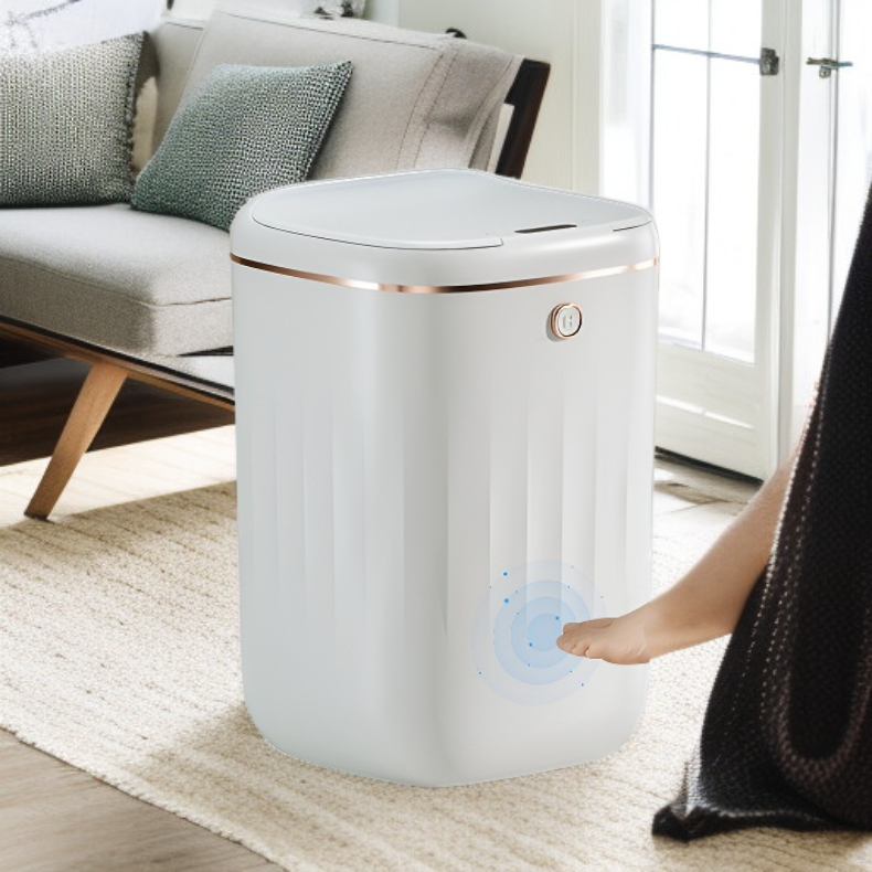 キッチン・トイレ用スマートセンサー付きゴミ箱 ふた付きデザイン