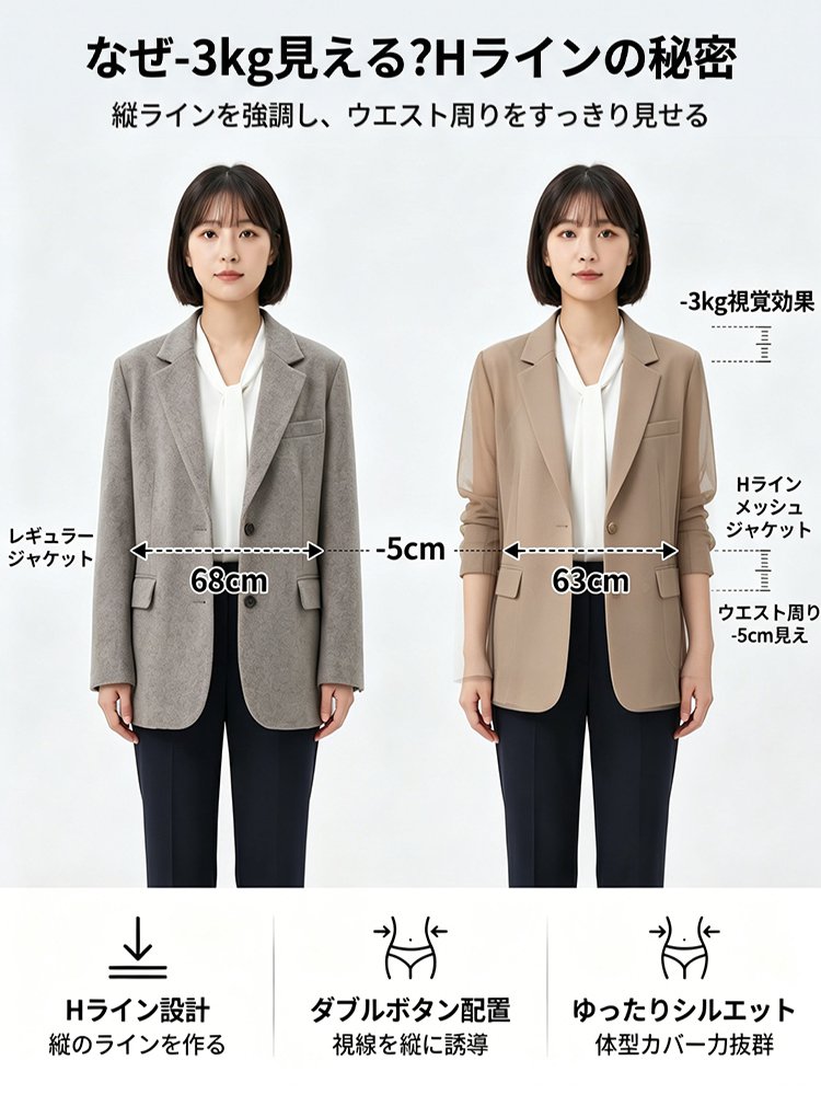 -3kgすっきり細見えジャケット