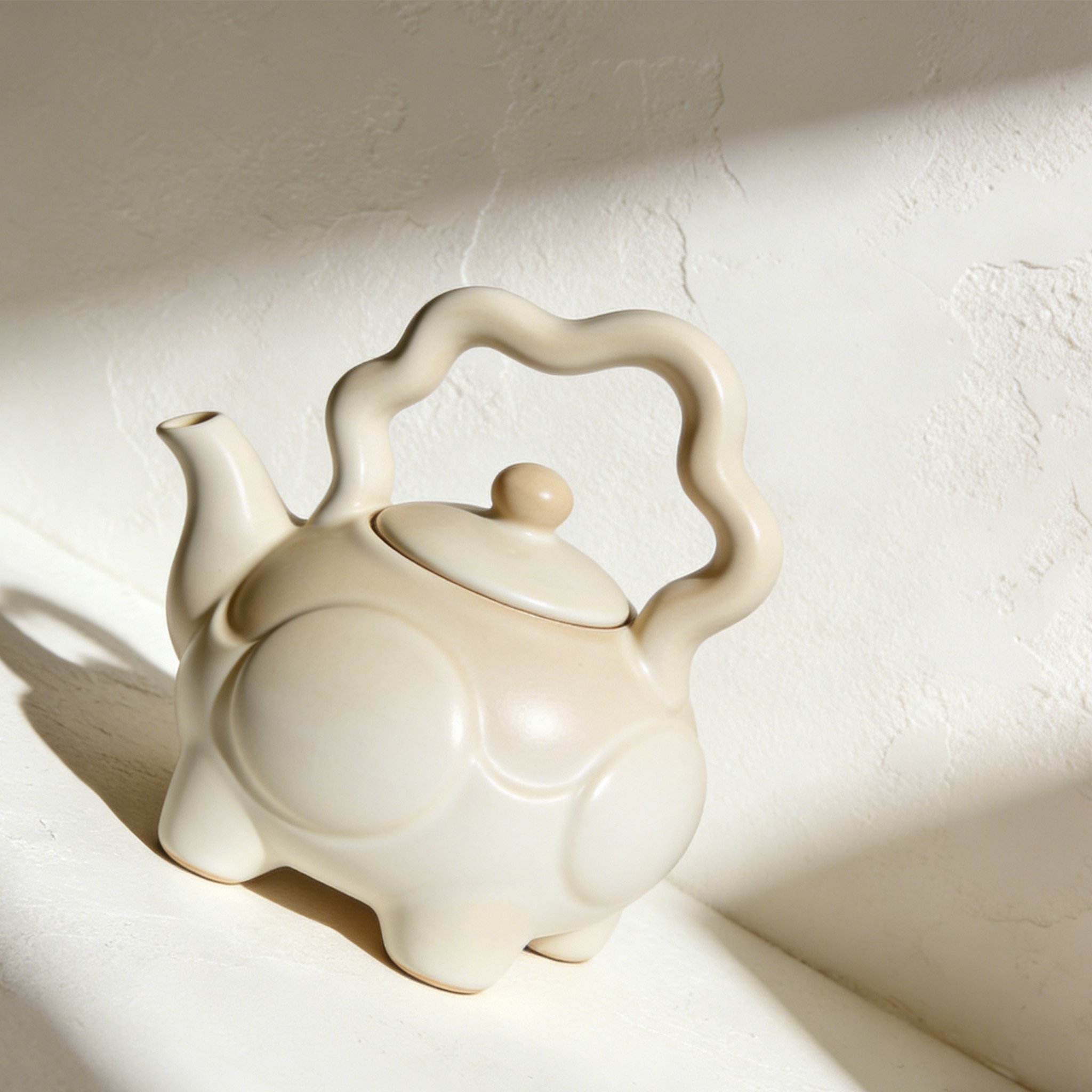 Elegant white ceramic teapot with ergonomic handle