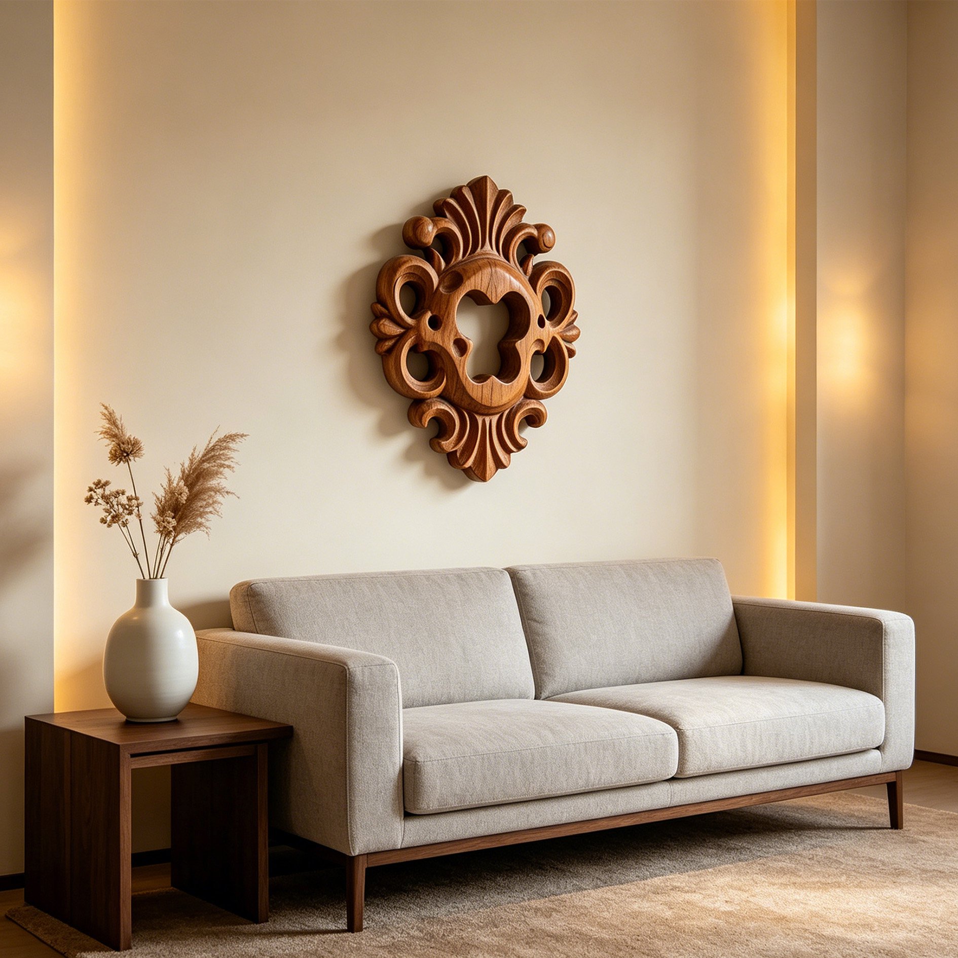 Décoration murale élégante en bois sculpté