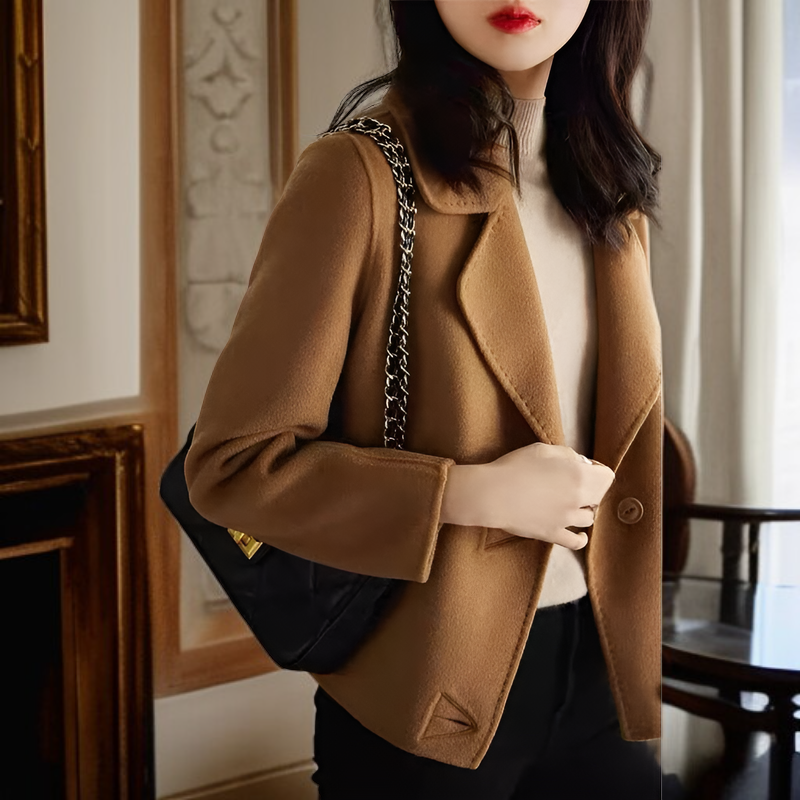 小柄女性向け秋新作ウールリバーシブルショートコート