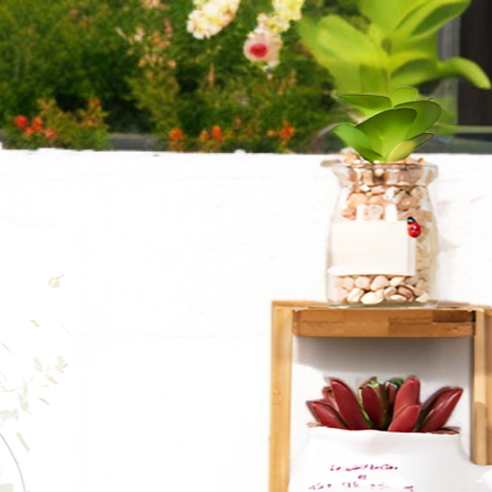 Organizador de macetas de varios niveles en jardín