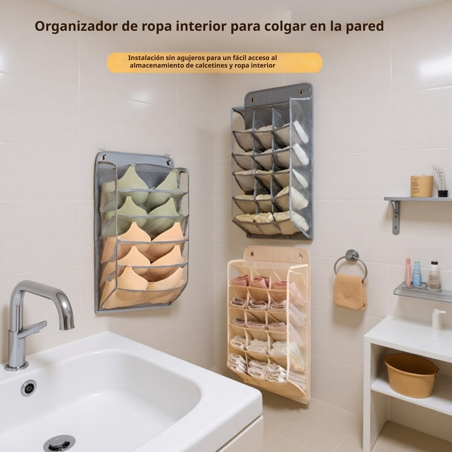 Organizador de ropa interior colgante para puerta y pared