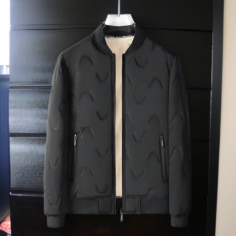 Abrigo de hombre de lana de cordero tipo béisbol para mediana edad