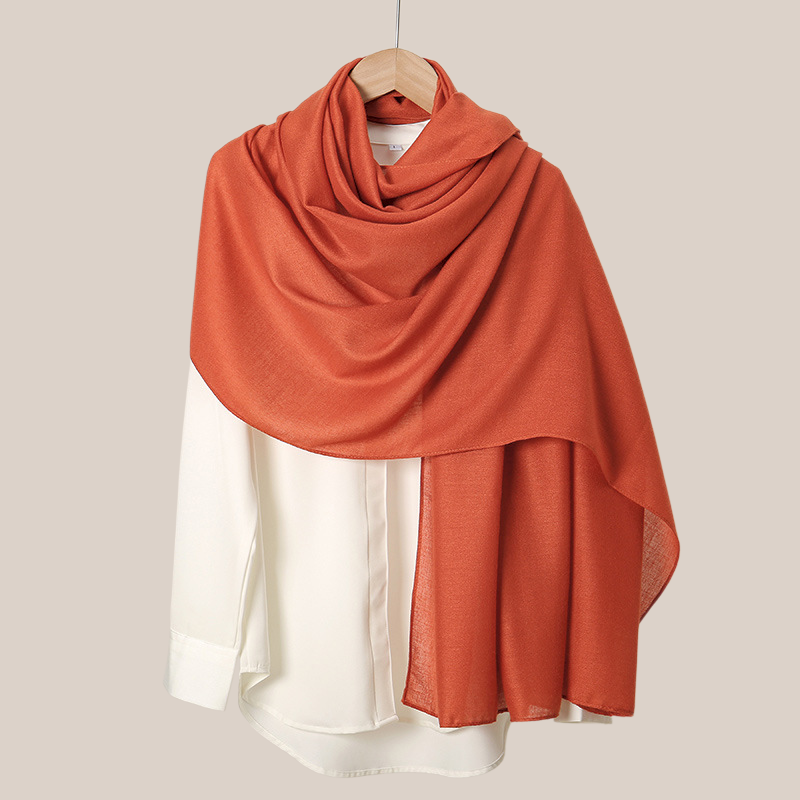  Bufanda de lino para mujer, color sólido