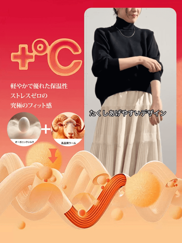 【尾州の百年の織物工場製作】タートルネック ドルマンスリーブ ニット