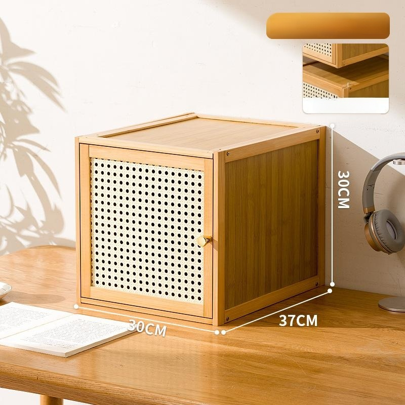 Solid wood lattice cabinet with drawers