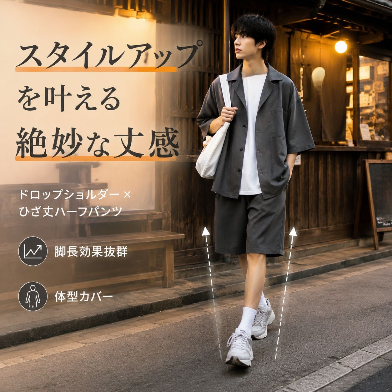 夏用メンズ韓国風スリムフィット2点セットカジュアルスーツ