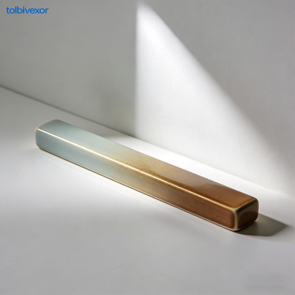 Set of three ceramic paperweights on office desk