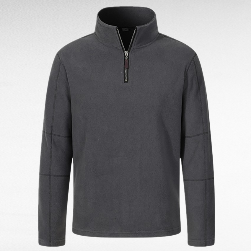 Herren-Fleece-Pullover mit Stehkragen und halbem Zipper, langärmlig, modisch