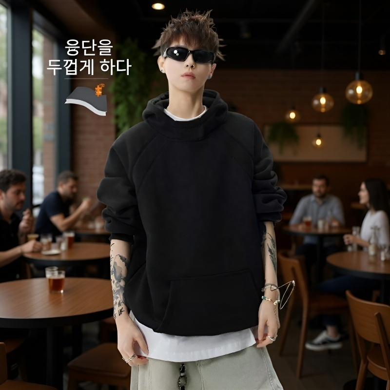 남녀공용 아메리칸 스타일 하이넥 후드티